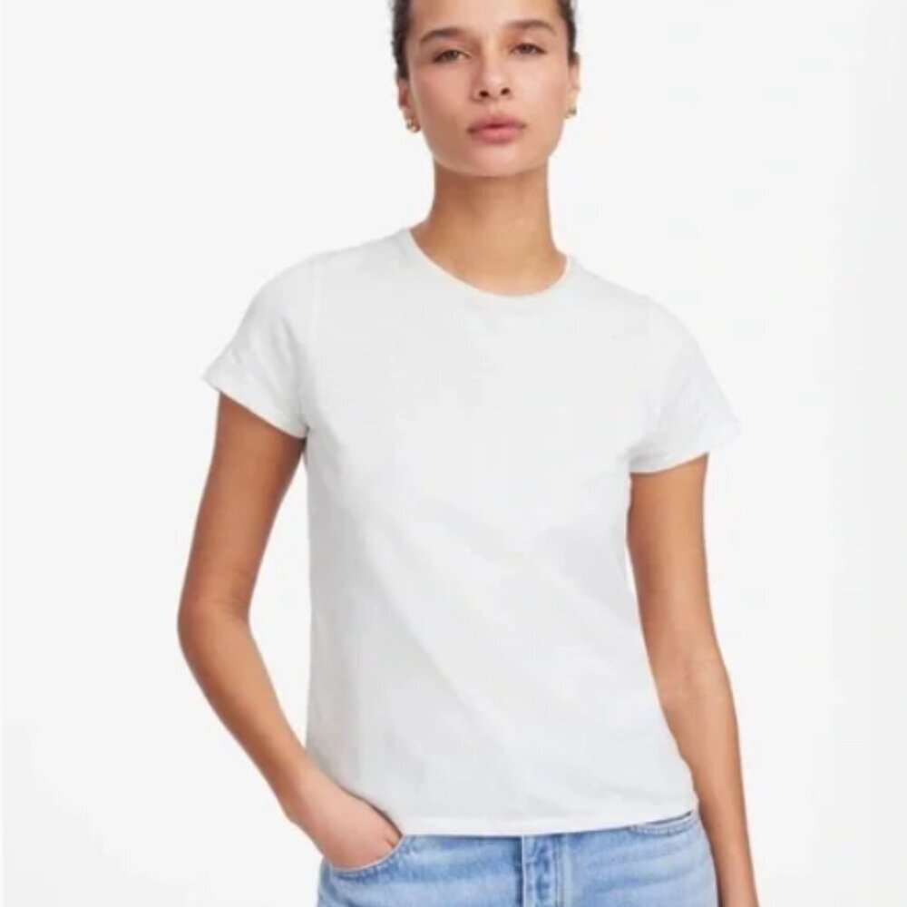 Madewell Women's S Slim Shrunken Tee White NWT 100% Cotton‎